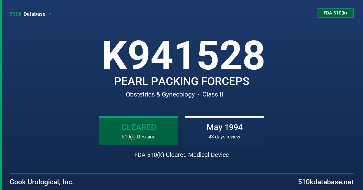 K941528 PEARL PACKING FORCEPS FDA 510(k) Cleared Medical Device