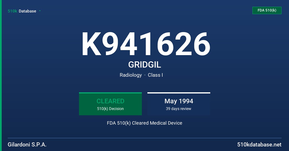 K941626 GRIDGIL FDA 510(k) Cleared Medical Device