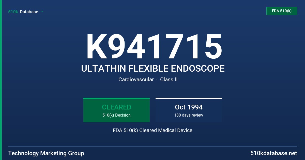 K941715 ULTATHIN FLEXIBLE ENDOSCOPE FDA 510(k) Cleared Medical Device