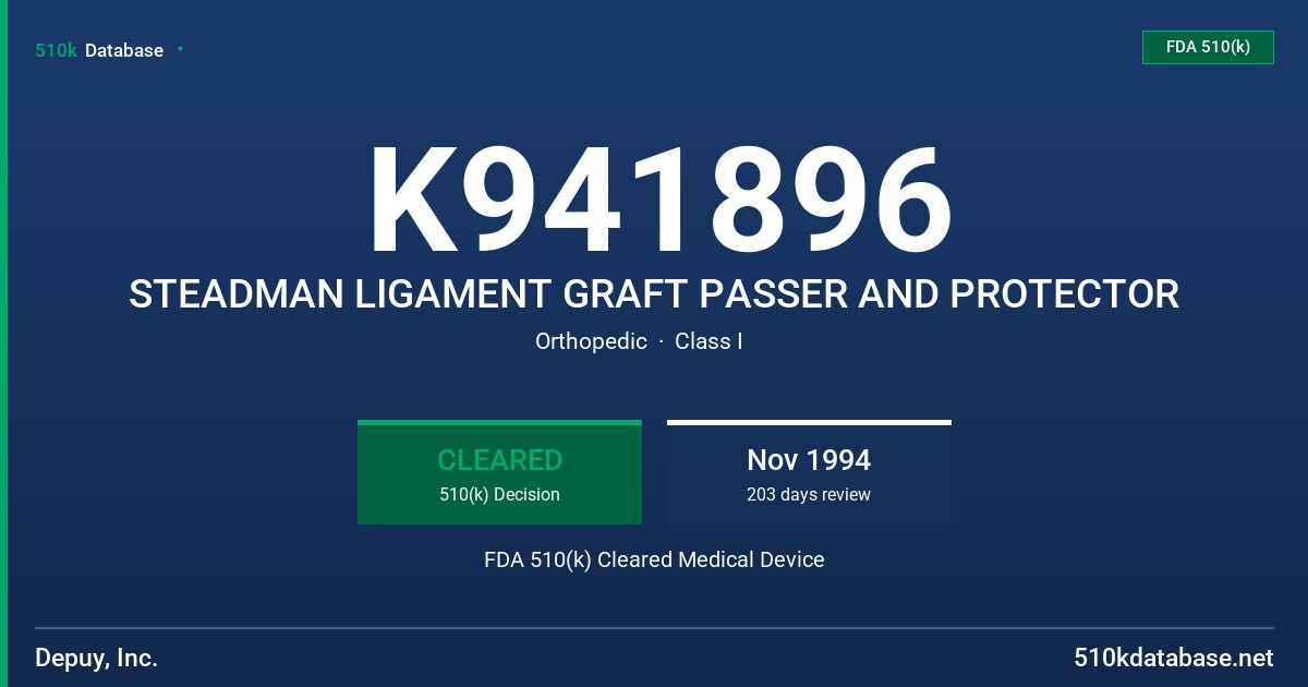 K941896 STEADMAN LIGAMENT GRAFT PASSER AND PROTECTOR FDA 510(k) Cleared Medical Device