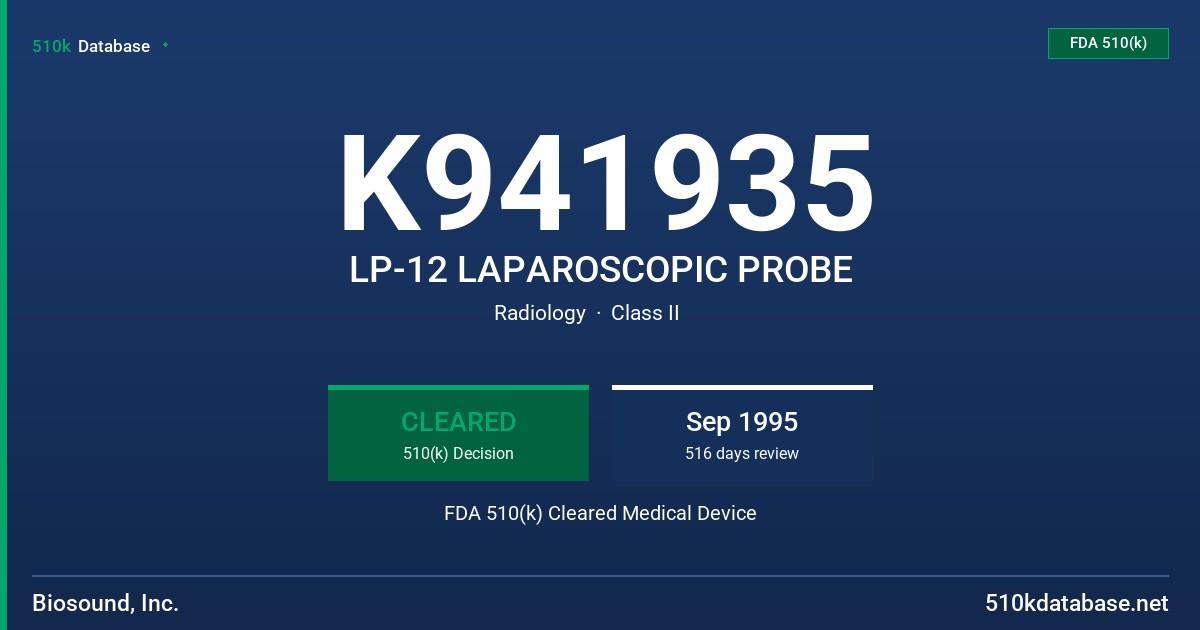 K941935 LP-12 LAPAROSCOPIC PROBE FDA 510(k) Cleared Medical Device