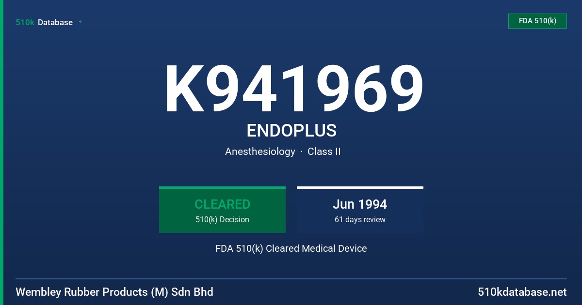 K941969 ENDOPLUS FDA 510(k) Cleared Medical Device