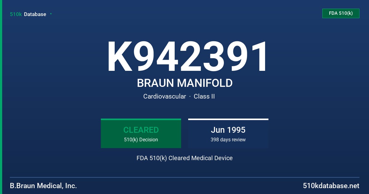 K942391 BRAUN MANIFOLD FDA 510(k) Cleared Medical Device