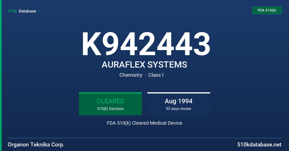 K942443 AURAFLEX SYSTEMS FDA 510(k) Cleared Medical Device