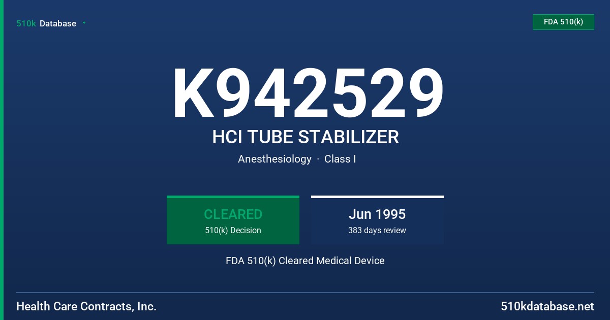 K942529 HCI TUBE STABILIZER FDA 510(k) Cleared Medical Device