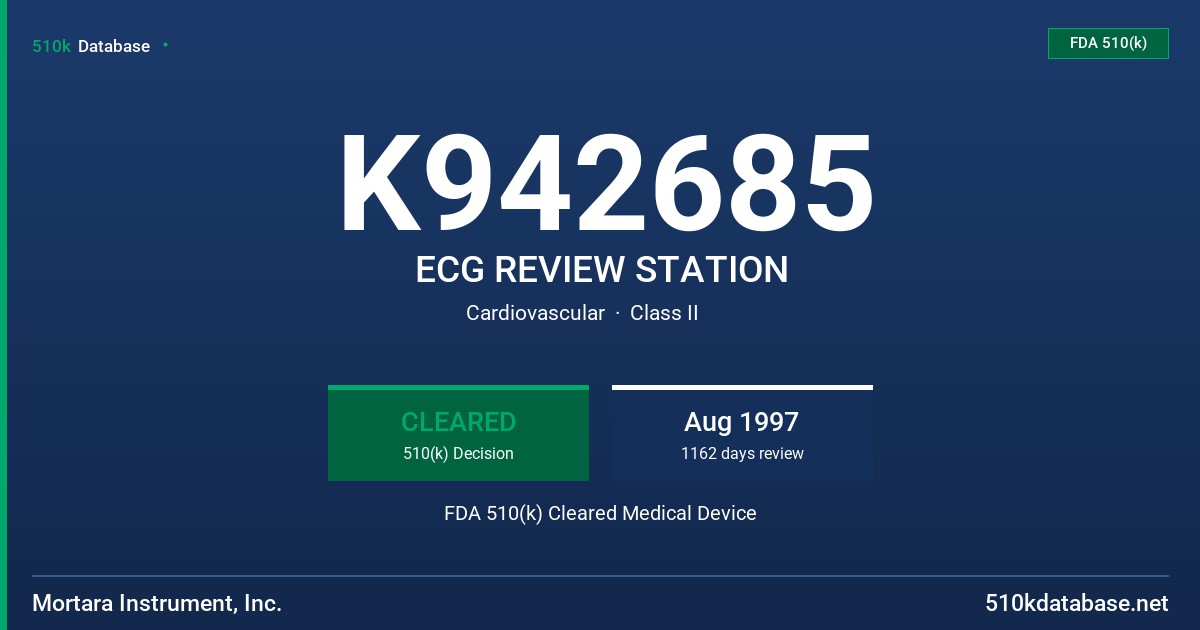 K942685 ECG REVIEW STATION FDA 510(k) Cleared Medical Device