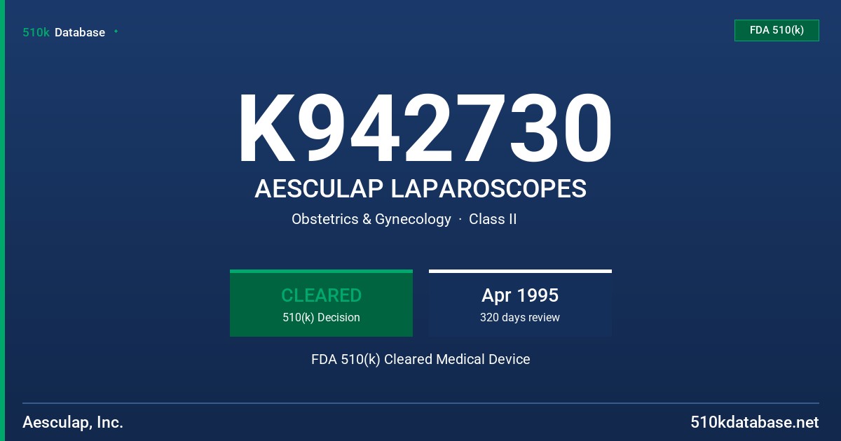 K942730 AESCULAP LAPAROSCOPES FDA 510(k) Cleared Medical Device