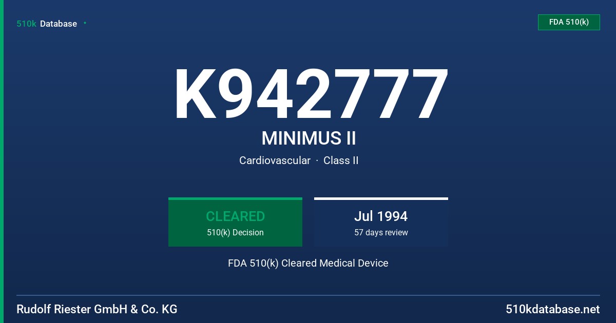 K942777 MINIMUS II FDA 510(k) Cleared Medical Device
