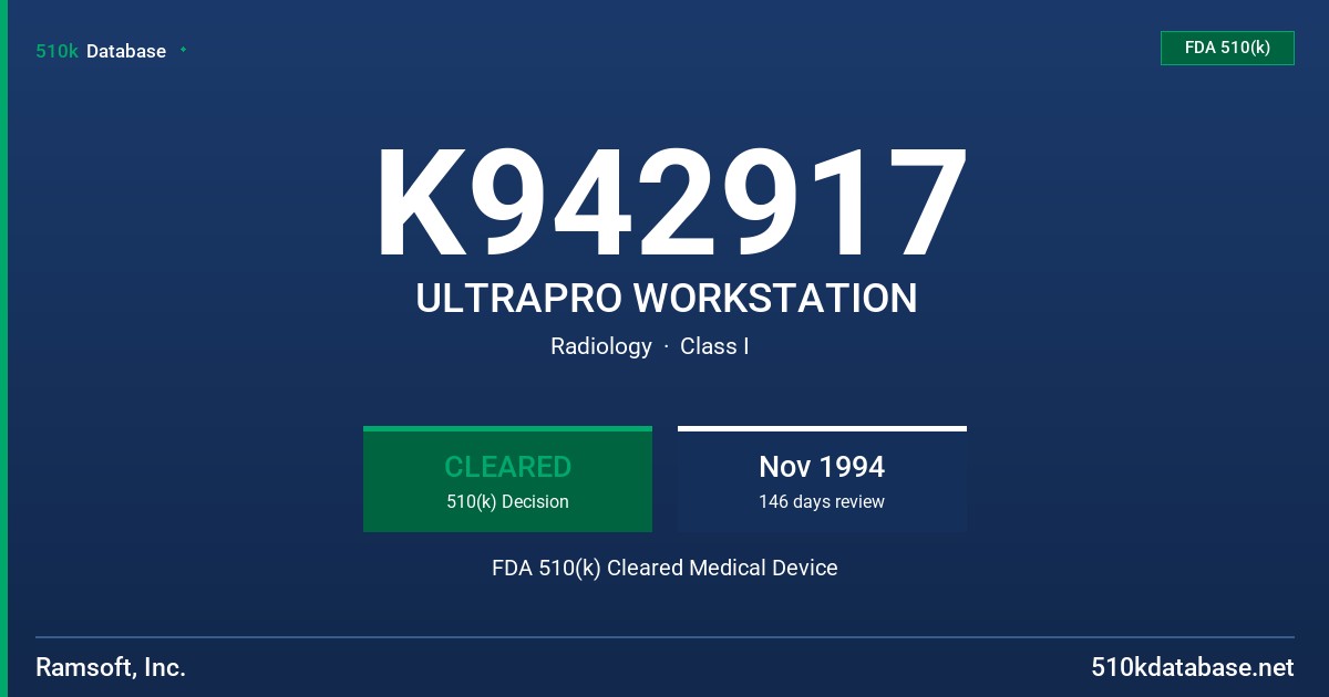 K942917 ULTRAPRO WORKSTATION FDA 510(k) Cleared Medical Device