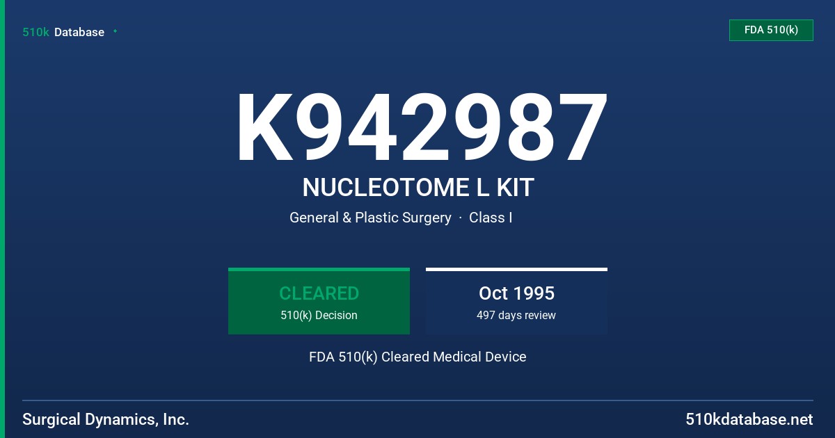 K942987 NUCLEOTOME L KIT FDA 510(k) Cleared Medical Device
