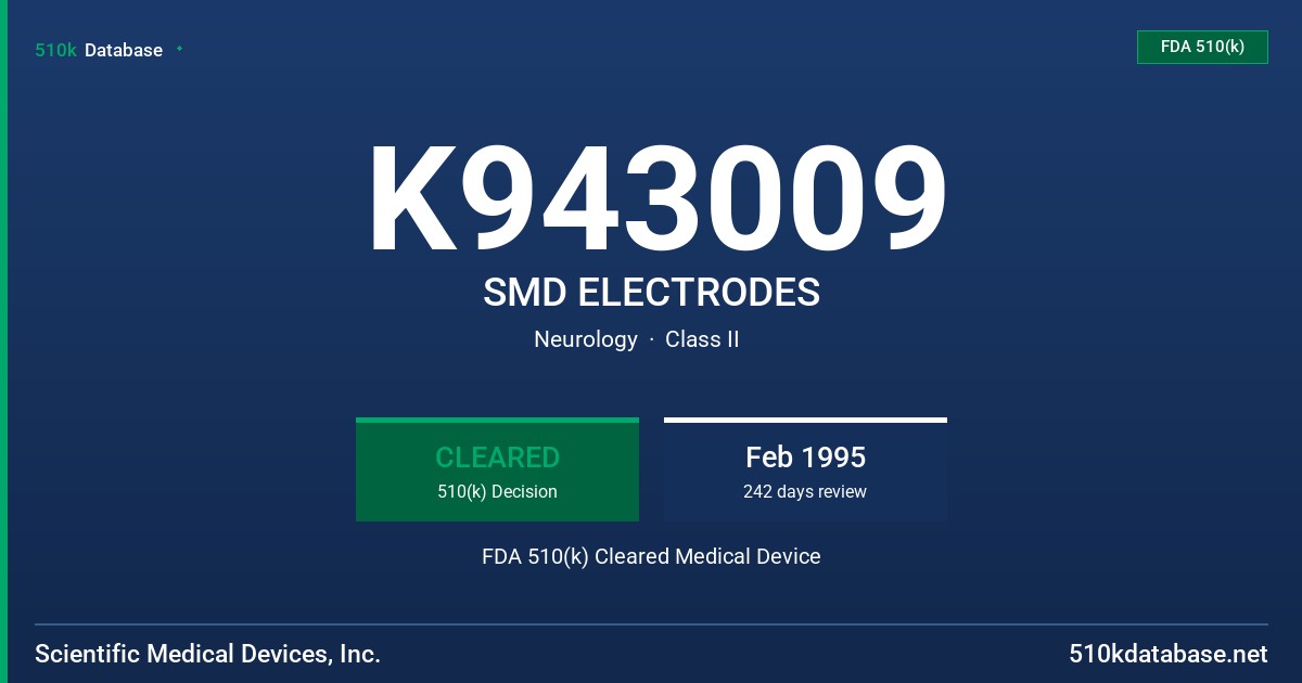 K943009 SMD ELECTRODES FDA 510(k) Cleared Medical Device