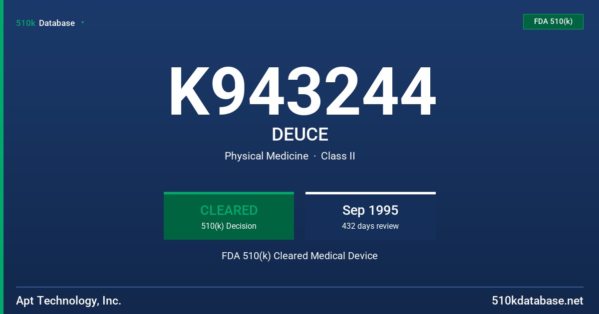 K943244 DEUCE FDA 510(k) Cleared Medical Device