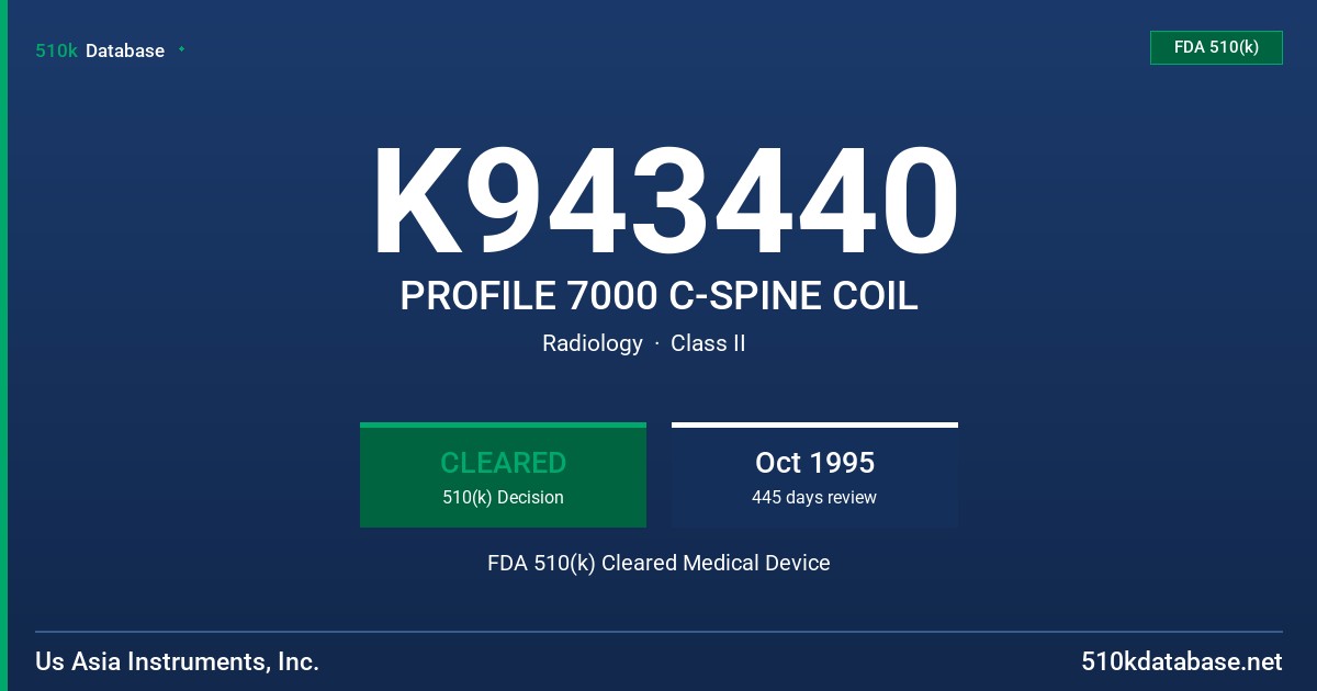K943440 PROFILE 7000 C-SPINE COIL FDA 510(k) Cleared Medical Device