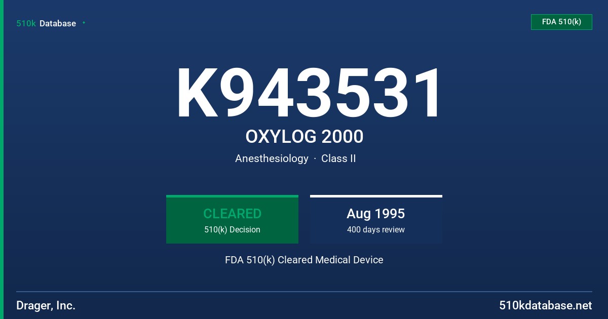K943531 OXYLOG 2000 FDA 510(k) Cleared Medical Device
