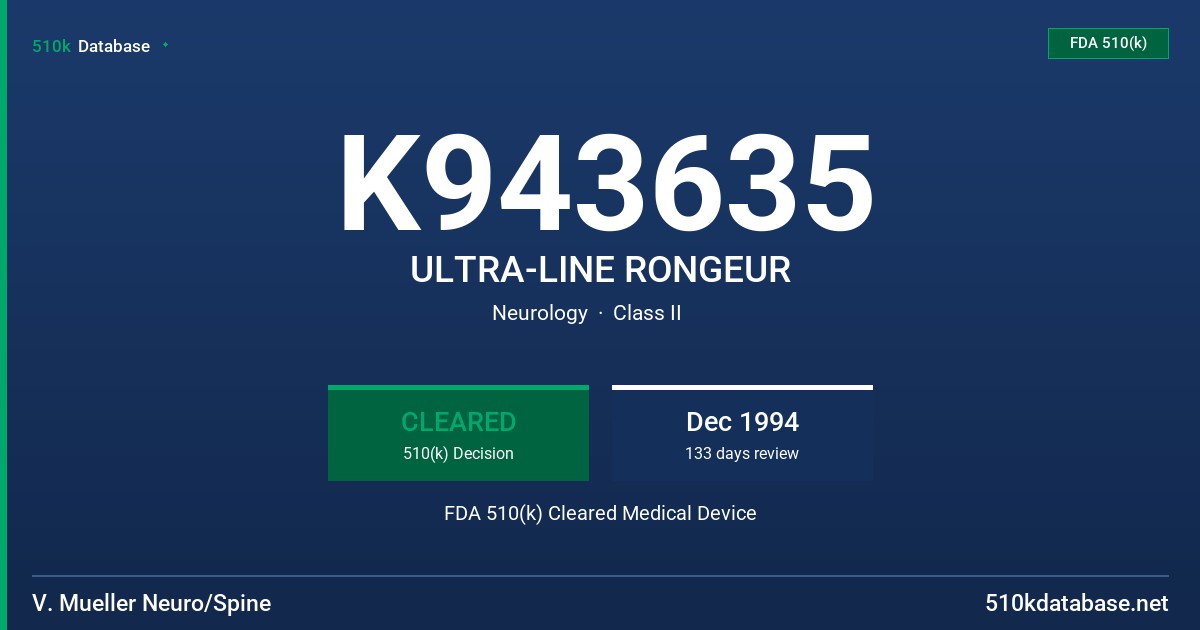 K943635 ULTRA-LINE RONGEUR FDA 510(k) Cleared Medical Device