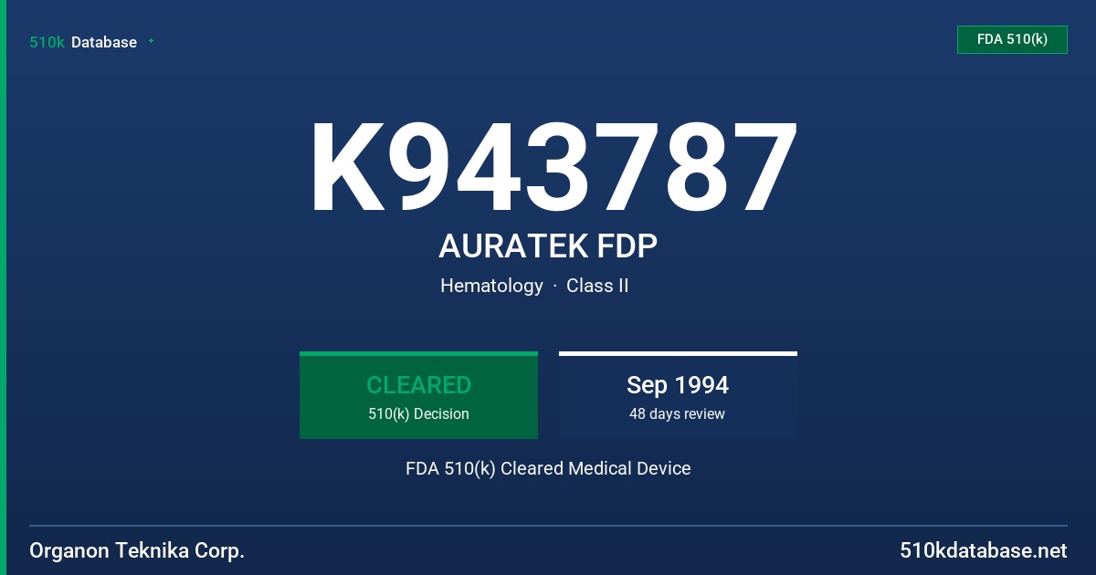 K943787 AURATEK FDP FDA 510(k) Cleared Medical Device