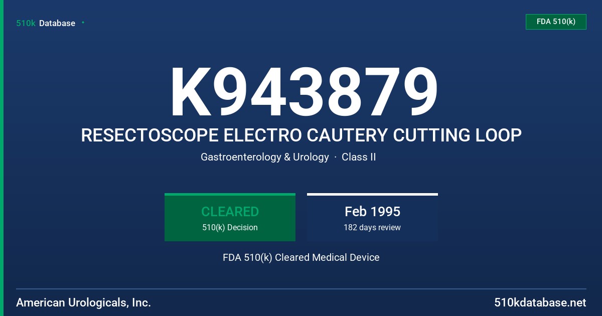 K943879 RESECTOSCOPE ELECTRO CAUTERY CUTTING LOOP FDA 510(k) Cleared Medical Device