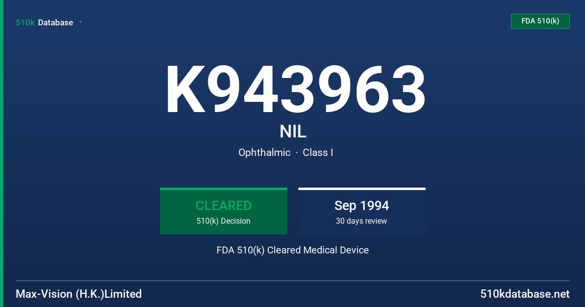 K943963 NIL FDA 510(k) Cleared Medical Device
