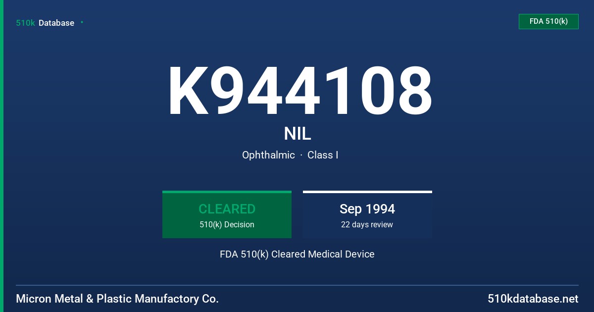 K944108 NIL FDA 510(k) Cleared Medical Device