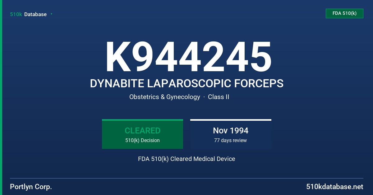 K944245 DYNABITE LAPAROSCOPIC FORCEPS FDA 510(k) Cleared Medical Device