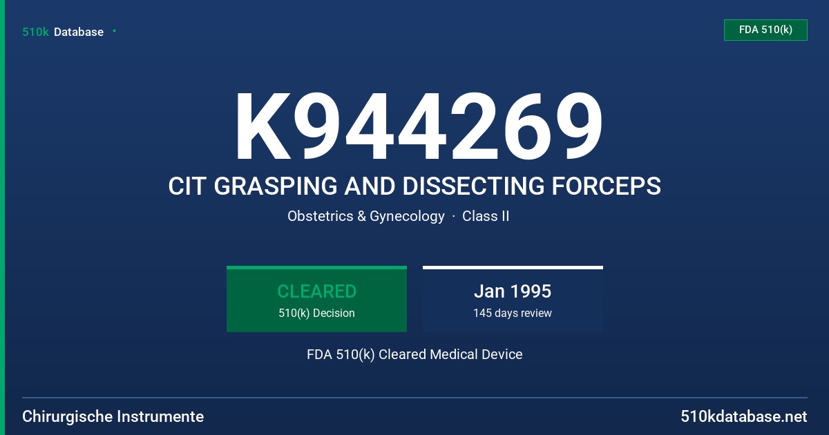 K944269 CIT GRASPING AND DISSECTING FORCEPS FDA 510(k) Cleared Medical Device