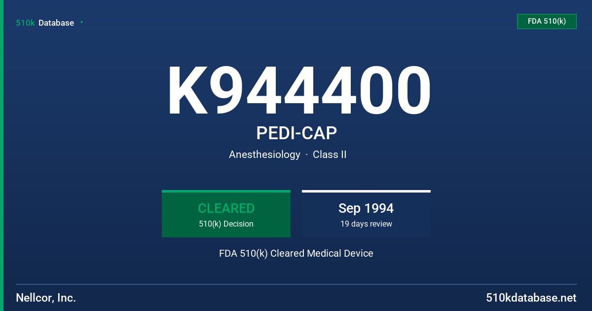 K944400 PEDI-CAP FDA 510(k) Cleared Medical Device