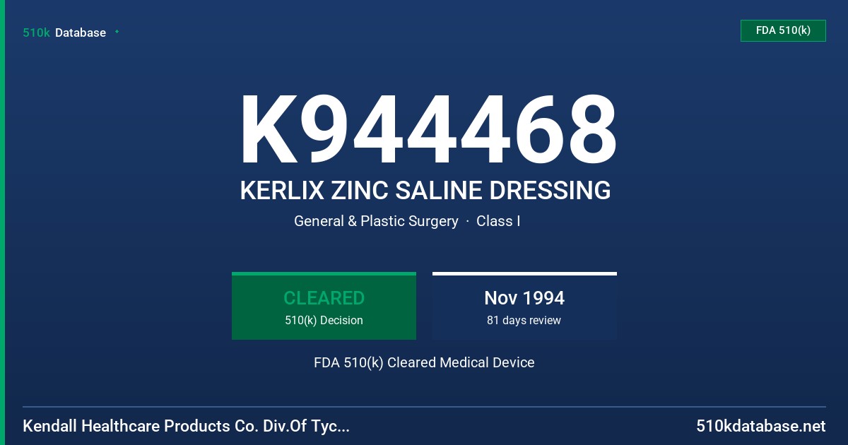 K944468 KERLIX ZINC SALINE DRESSING FDA 510(k) Cleared Medical Device