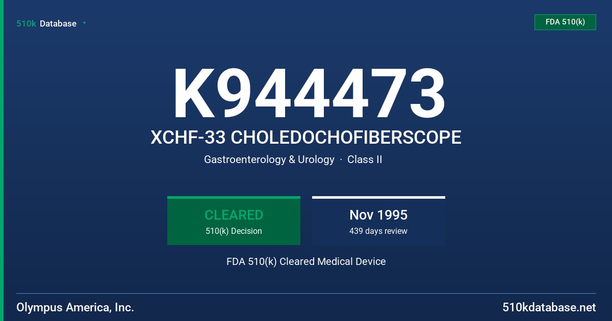 K944473 XCHF-33 CHOLEDOCHOFIBERSCOPE FDA 510(k) Cleared Medical Device