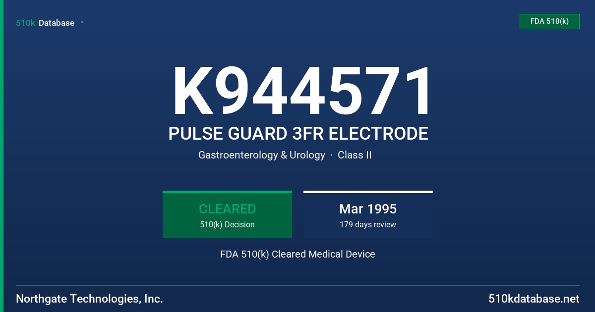 K944571 PULSE GUARD 3FR ELECTRODE FDA 510(k) Cleared Medical Device
