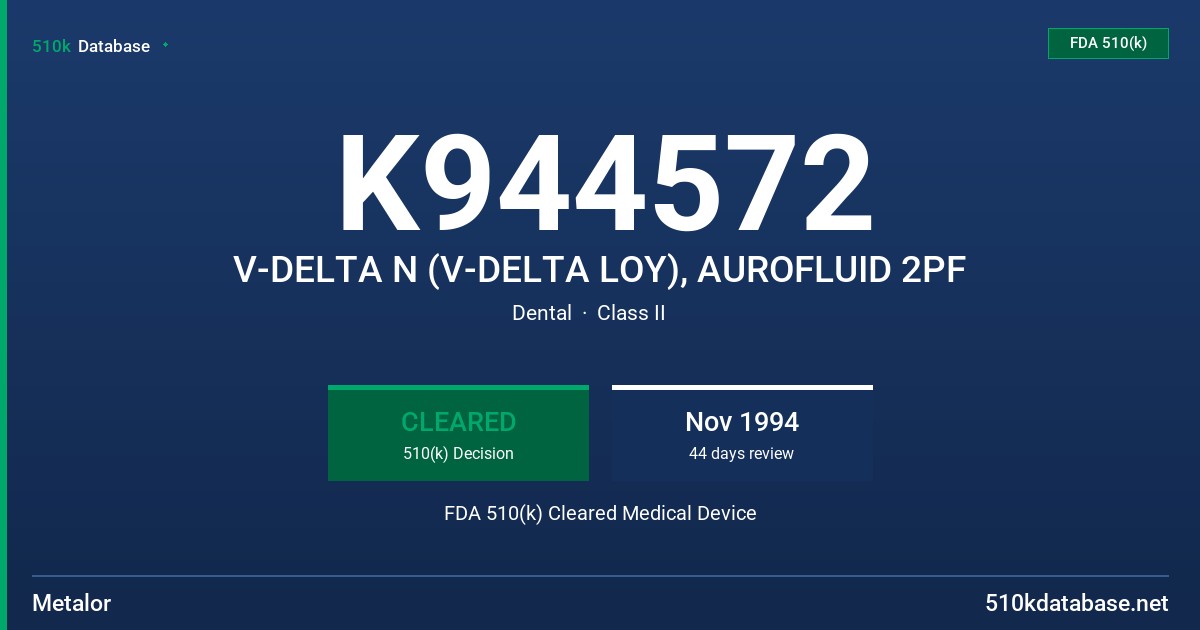 K944572 V-DELTA N (V-DELTA LOY), AUROFLUID 2PF FDA 510(k) Cleared Medical Device