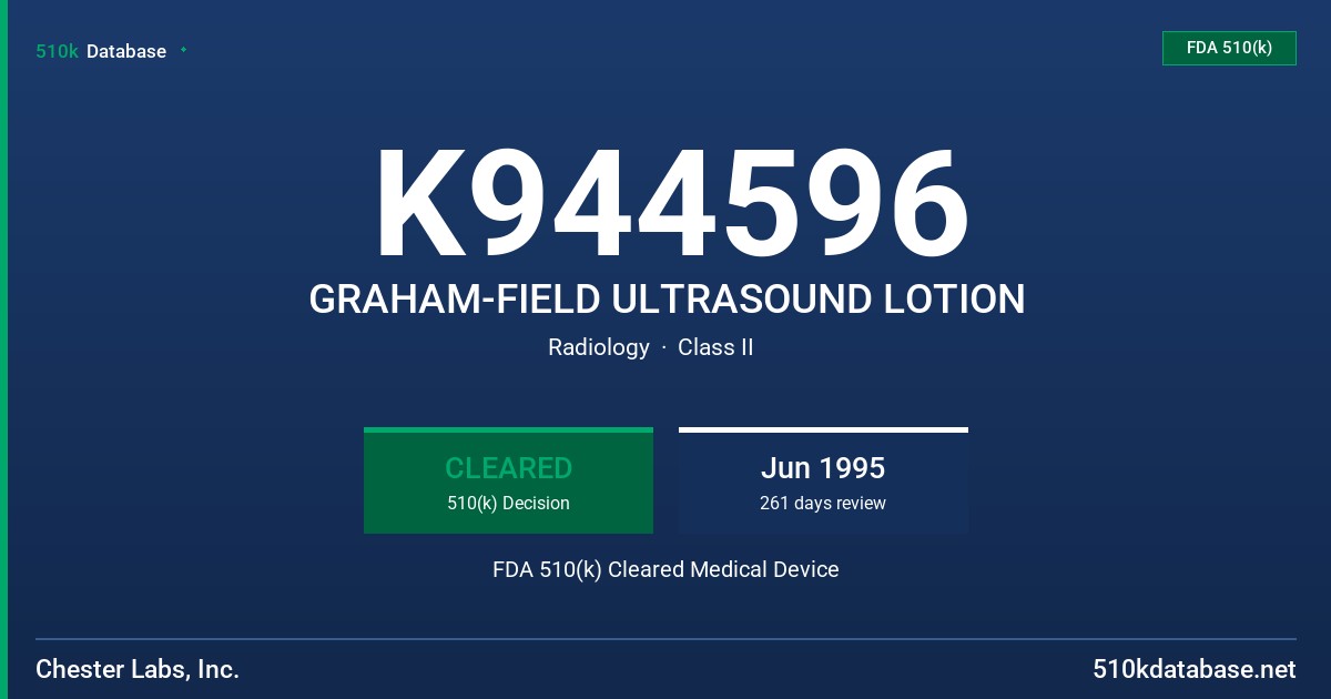 K944596 GRAHAM-FIELD ULTRASOUND LOTION FDA 510(k) Cleared Medical Device
