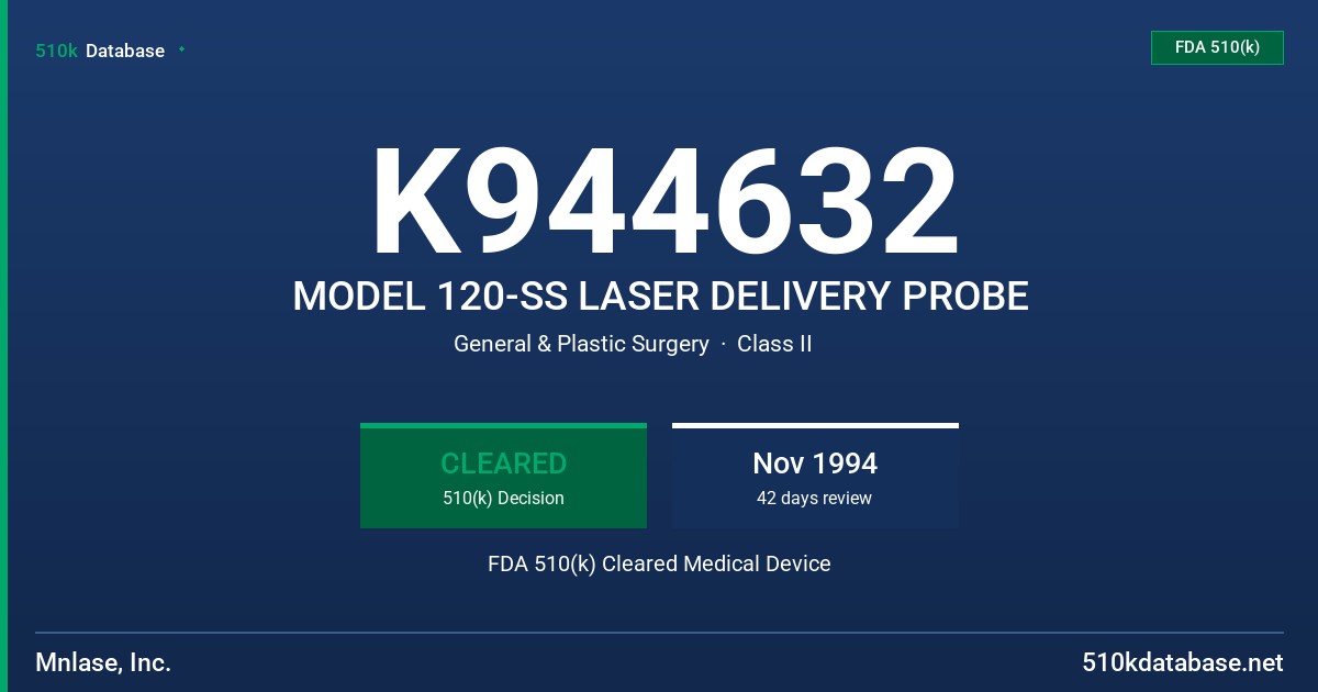 K944632 MODEL 120-SS LASER DELIVERY PROBE FDA 510(k) Cleared Medical Device