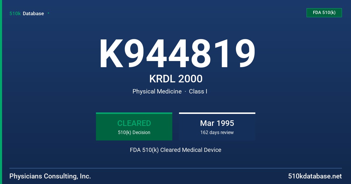 K944819 KRDL 2000 FDA 510(k) Cleared Medical Device