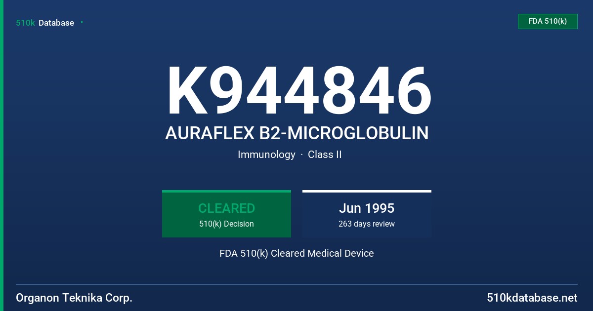 K944846 AURAFLEX B2-MICROGLOBULIN FDA 510(k) Cleared Medical Device