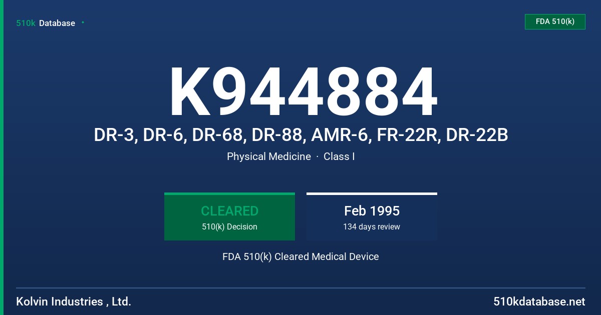K944884 DR-3, DR-6, DR-68, DR-88, AMR-6, FR-22R, DR-22B FDA 510(k) Cleared Medical Device