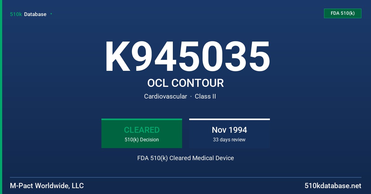 K945035 OCL CONTOUR FDA 510(k) Cleared Medical Device