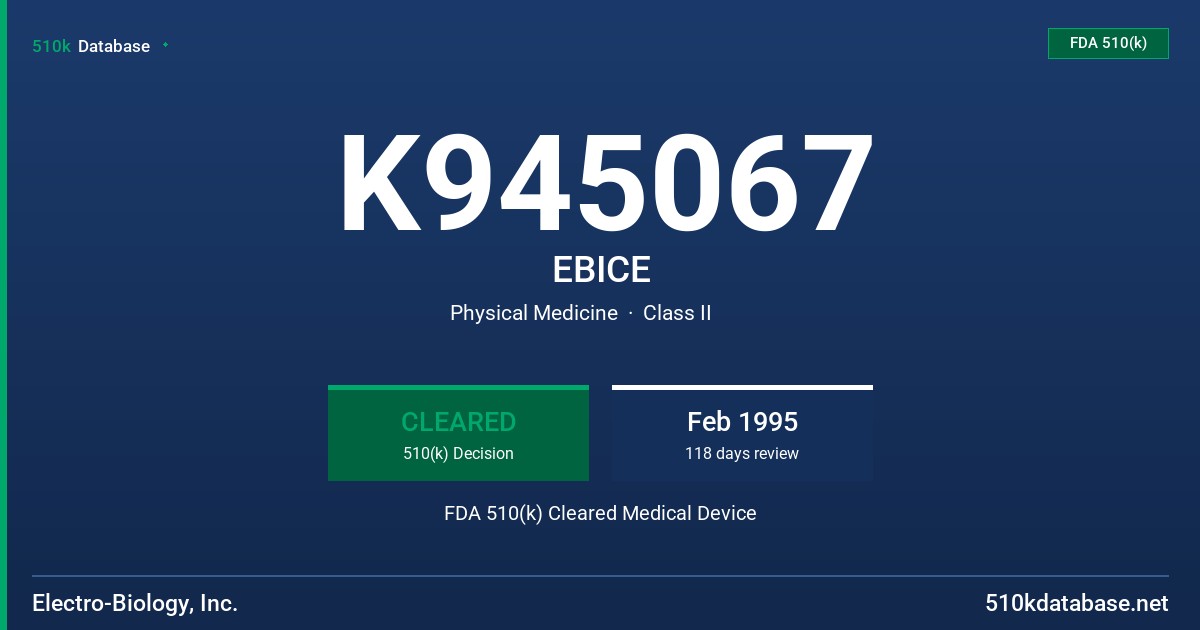 K945067 EBICE FDA 510(k) Cleared Medical Device