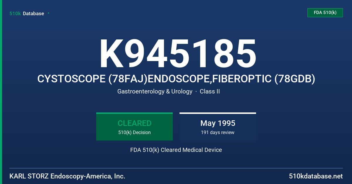 K945185 CYSTOSCOPE (78FAJ)ENDOSCOPE,FIBEROPTIC (78GDB) FDA 510(k) Cleared Medical Device