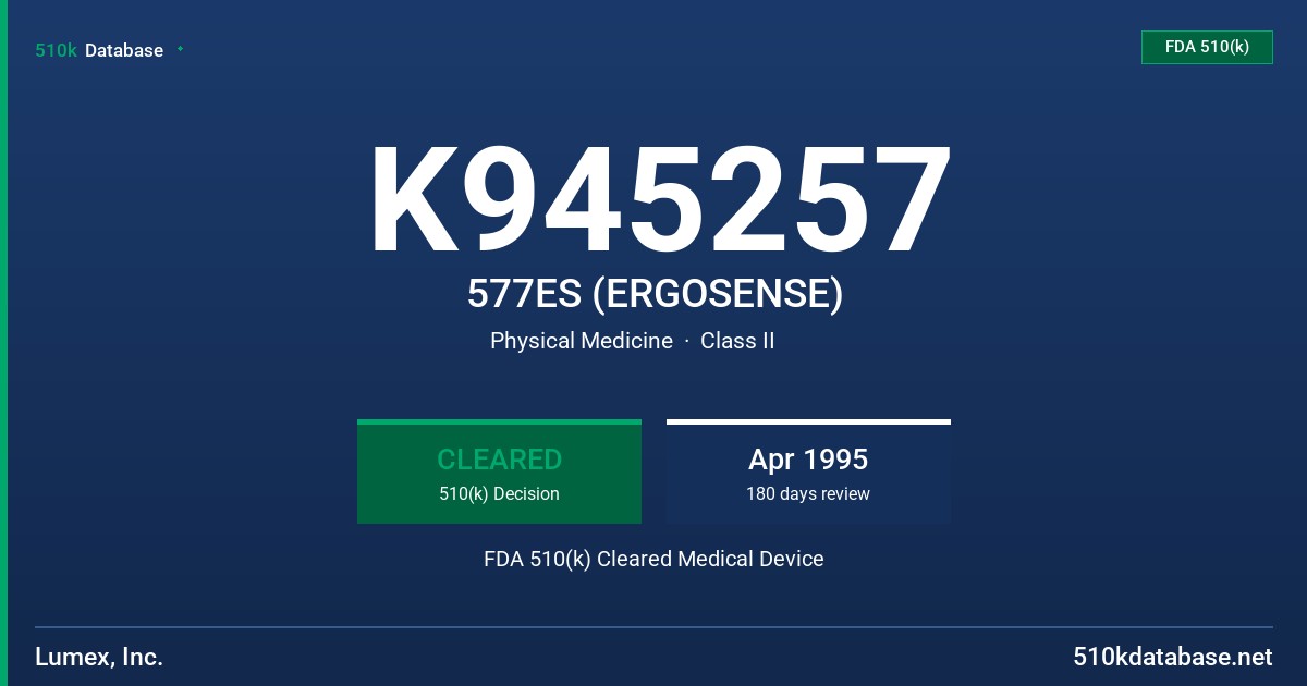 K945257 577ES (ERGOSENSE) FDA 510(k) Cleared Medical Device