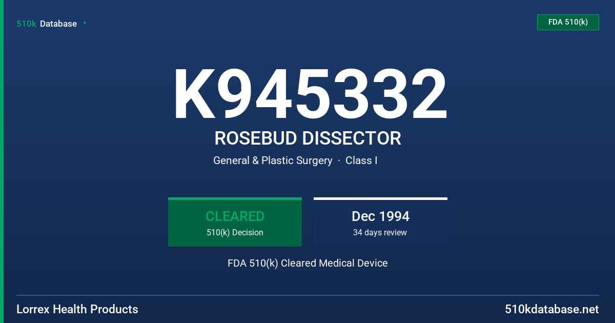 K945332 ROSEBUD DISSECTOR FDA 510(k) Cleared Medical Device