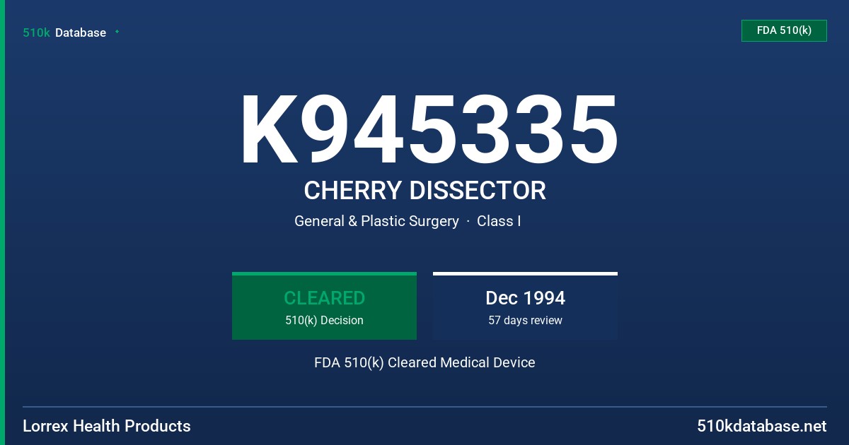 K945335 CHERRY DISSECTOR FDA 510(k) Cleared Medical Device