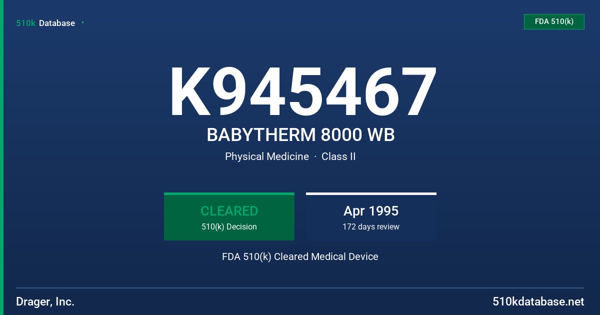 K945467 BABYTHERM 8000 WB FDA 510(k) Cleared Medical Device
