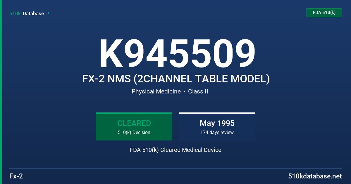 K945509 FX-2 NMS (2CHANNEL TABLE MODEL) FDA 510(k) Cleared Medical Device