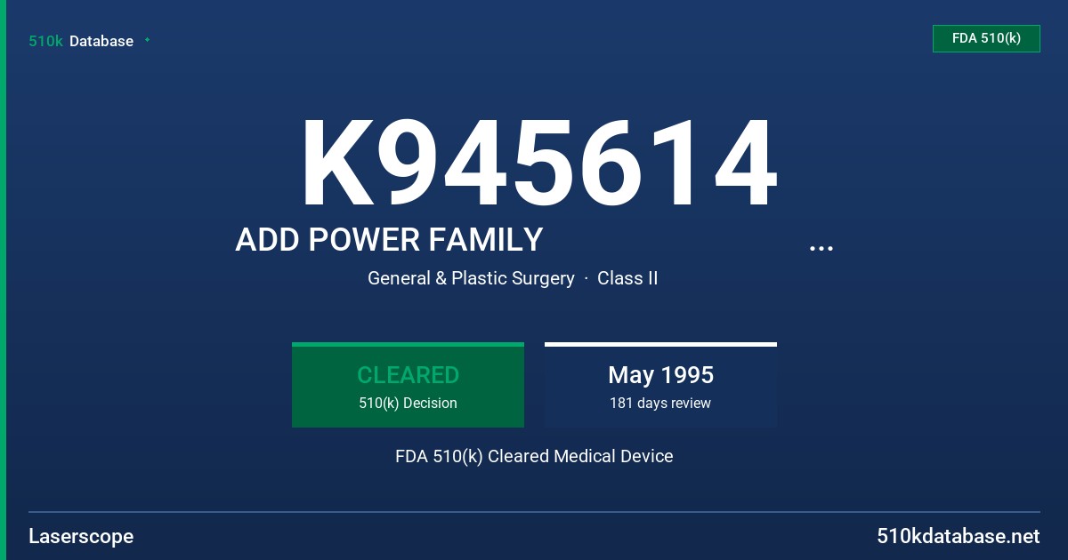 K945614 ADD POWER FAMILY                                     , MICRO ADDSTAT FDA 510(k) Cleared Medical Device