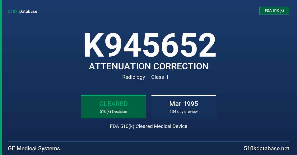 K945652 ATTENUATION CORRECTION FDA 510(k) Cleared Medical Device