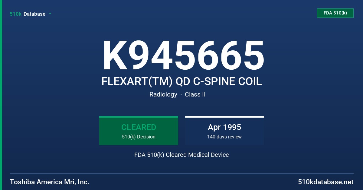 K945665 FLEXART(TM) QD C-SPINE COIL FDA 510(k) Cleared Medical Device