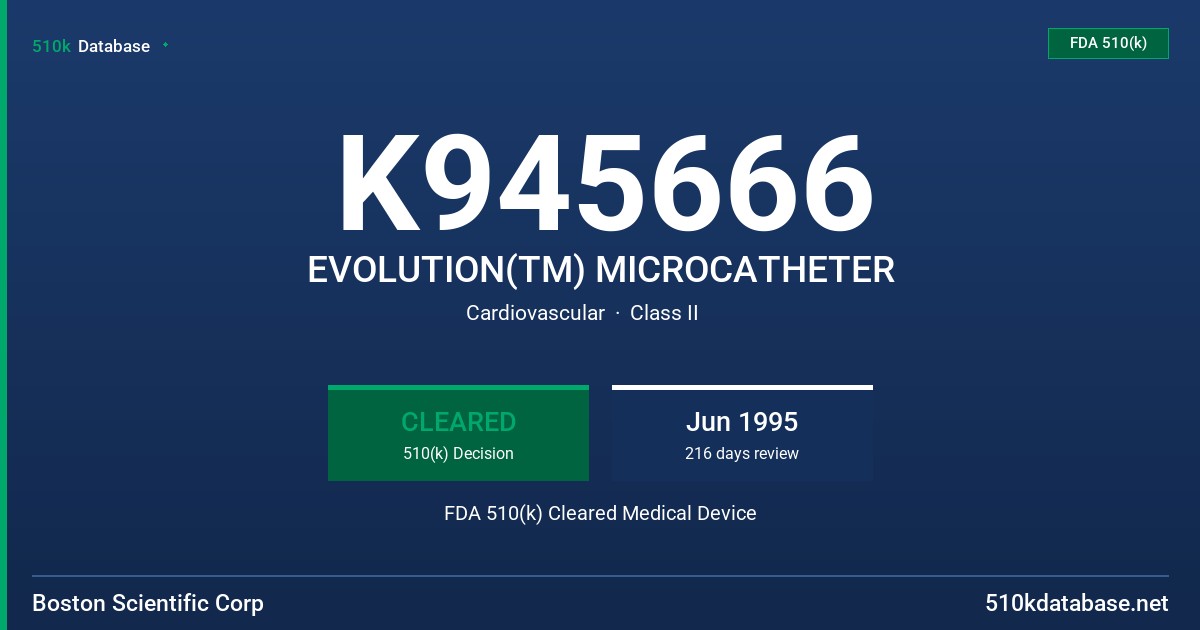K945666 EVOLUTION(TM) MICROCATHETER FDA 510(k) Cleared Medical Device