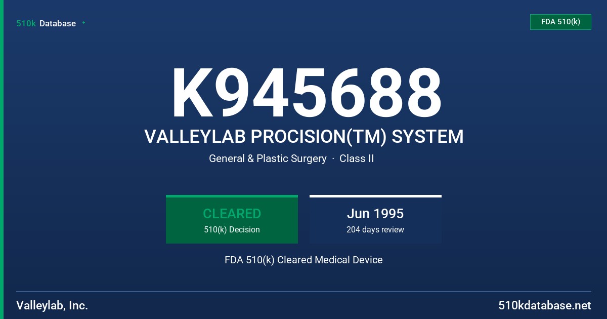 K945688 VALLEYLAB PROCISION(TM) SYSTEM FDA 510(k) Cleared Medical Device