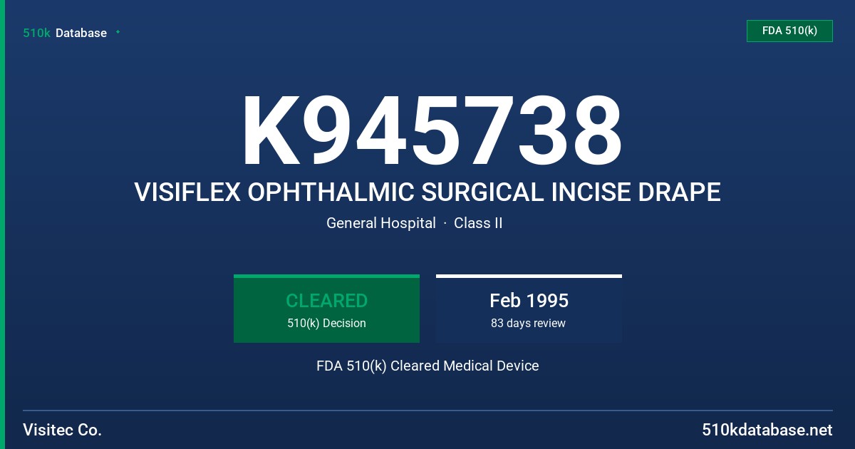 K945738 VISIFLEX OPHTHALMIC SURGICAL INCISE DRAPE FDA 510(k) Cleared Medical Device