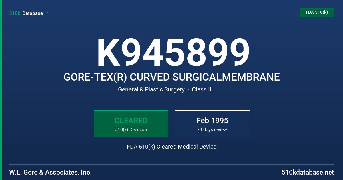 K945899 GORE-TEX(R) CURVED SURGICALMEMBRANE FDA 510(k) Cleared Medical Device